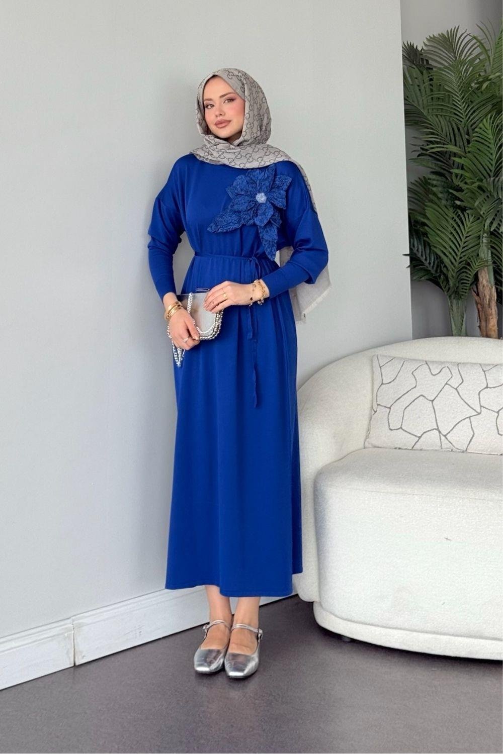 Zambak Merserize Elbise Saks 25110 