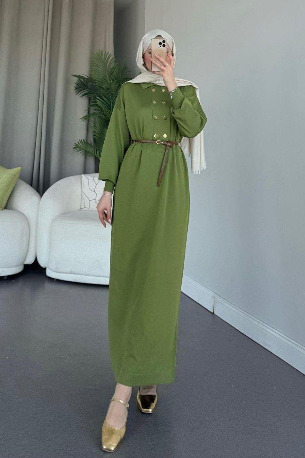 Versa Elbise Yağ Yeşili 2514 