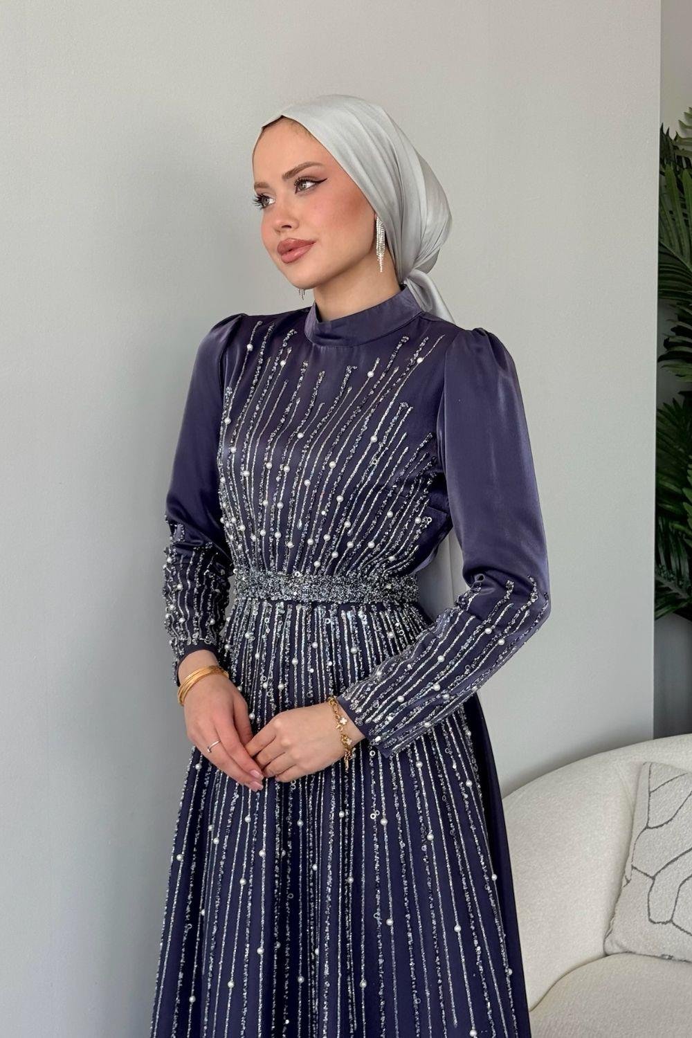 Işıltılı Abiye Mor 2519 