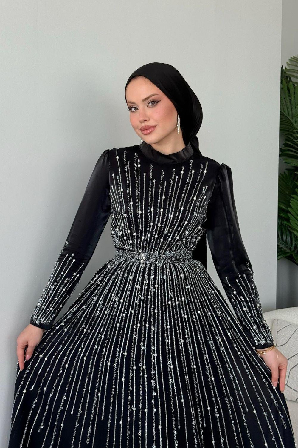 Işıltılı Abiye Siyah 2519 