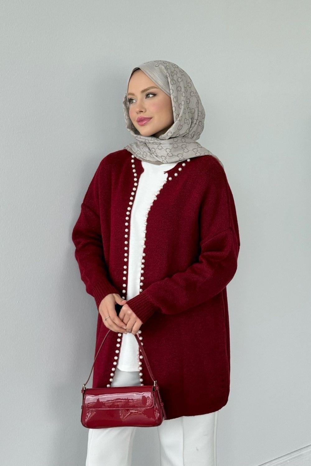 Yumoş İncili Hırka Bordo 251900 