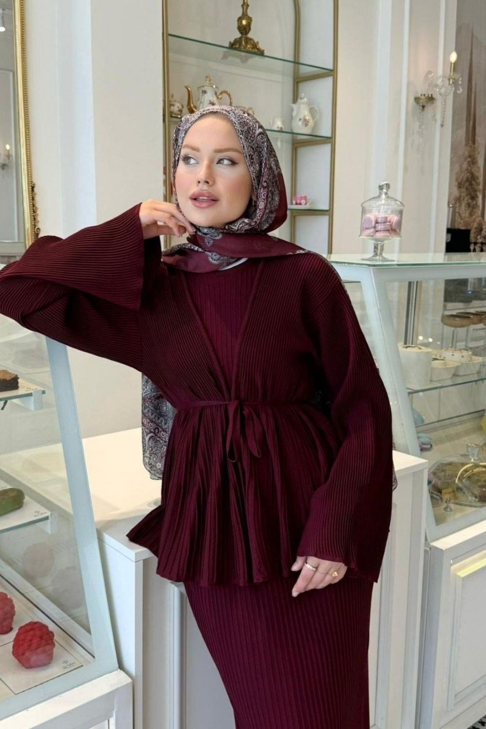Medusa Jileli Elbise Bordo 25370 
