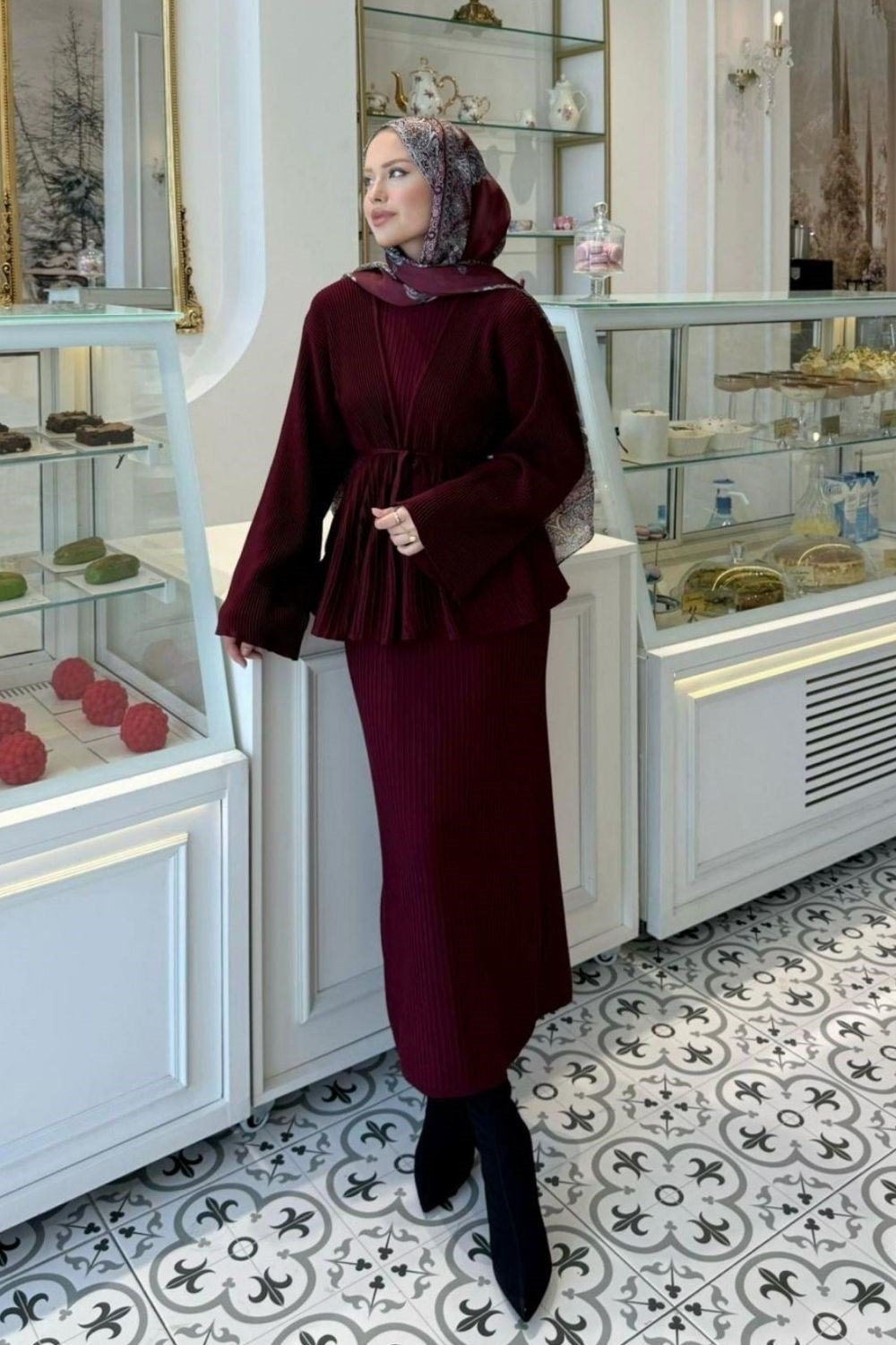 Medusa Jileli Elbise Bordo 25370 
