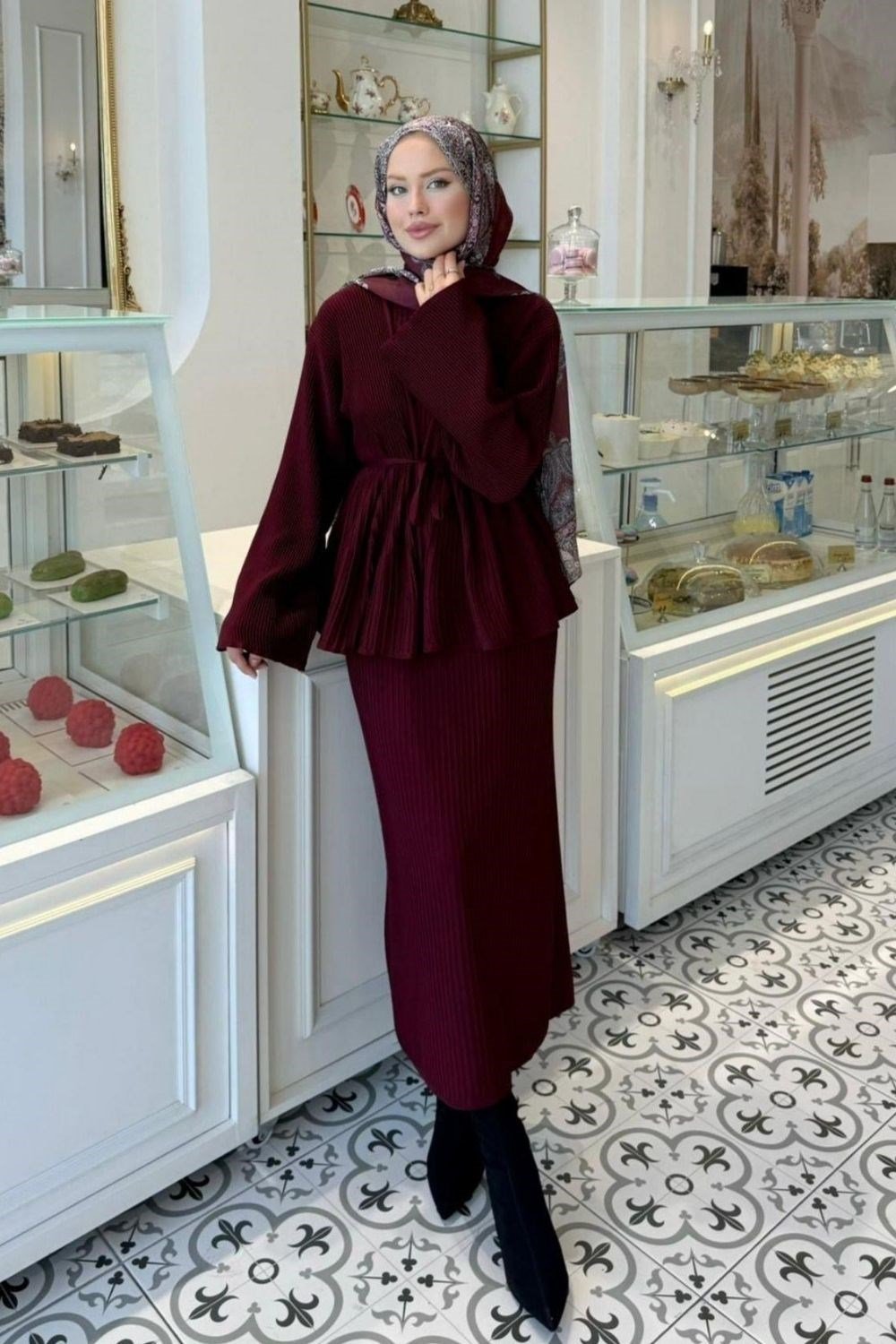 Medusa Jileli Elbise Bordo 25370 
