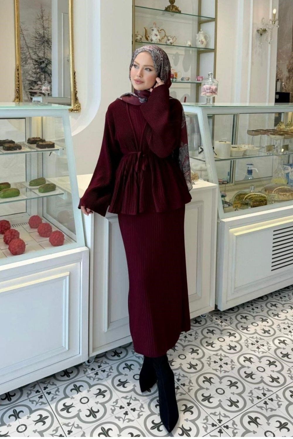 Medusa Jileli Elbise Bordo 25370 