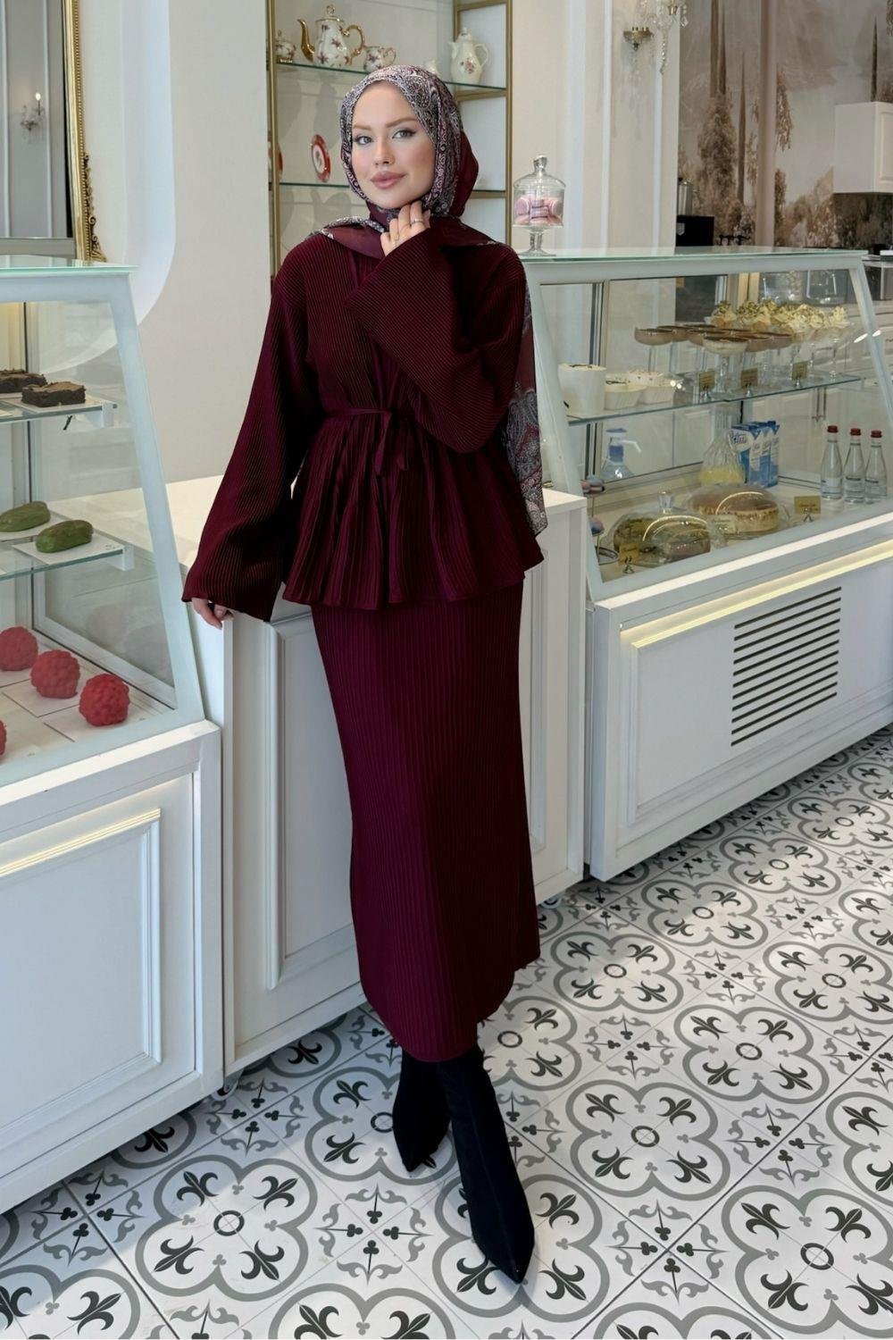 Medusa Jileli Elbise Bordo 25370 