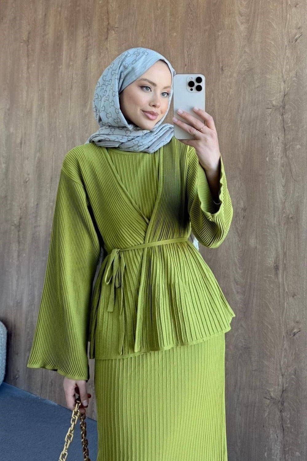 Medusa Jileli Elbise Yağ Yeşili 25370 