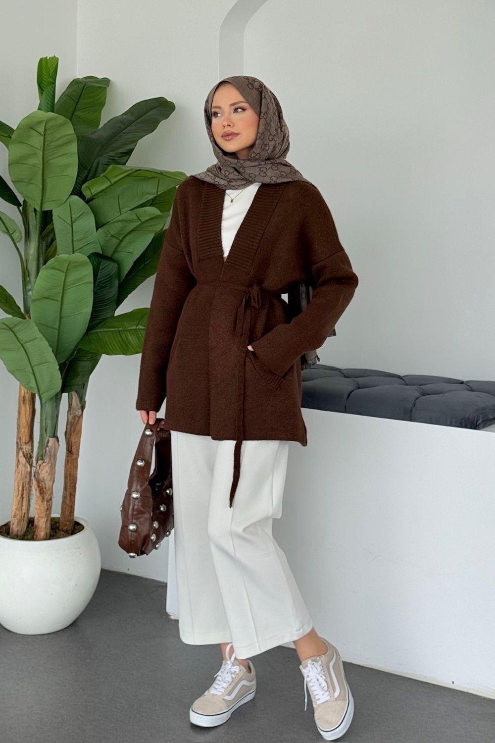 Bahar Yumoş Kolej Hırka Kahverengi 25510 