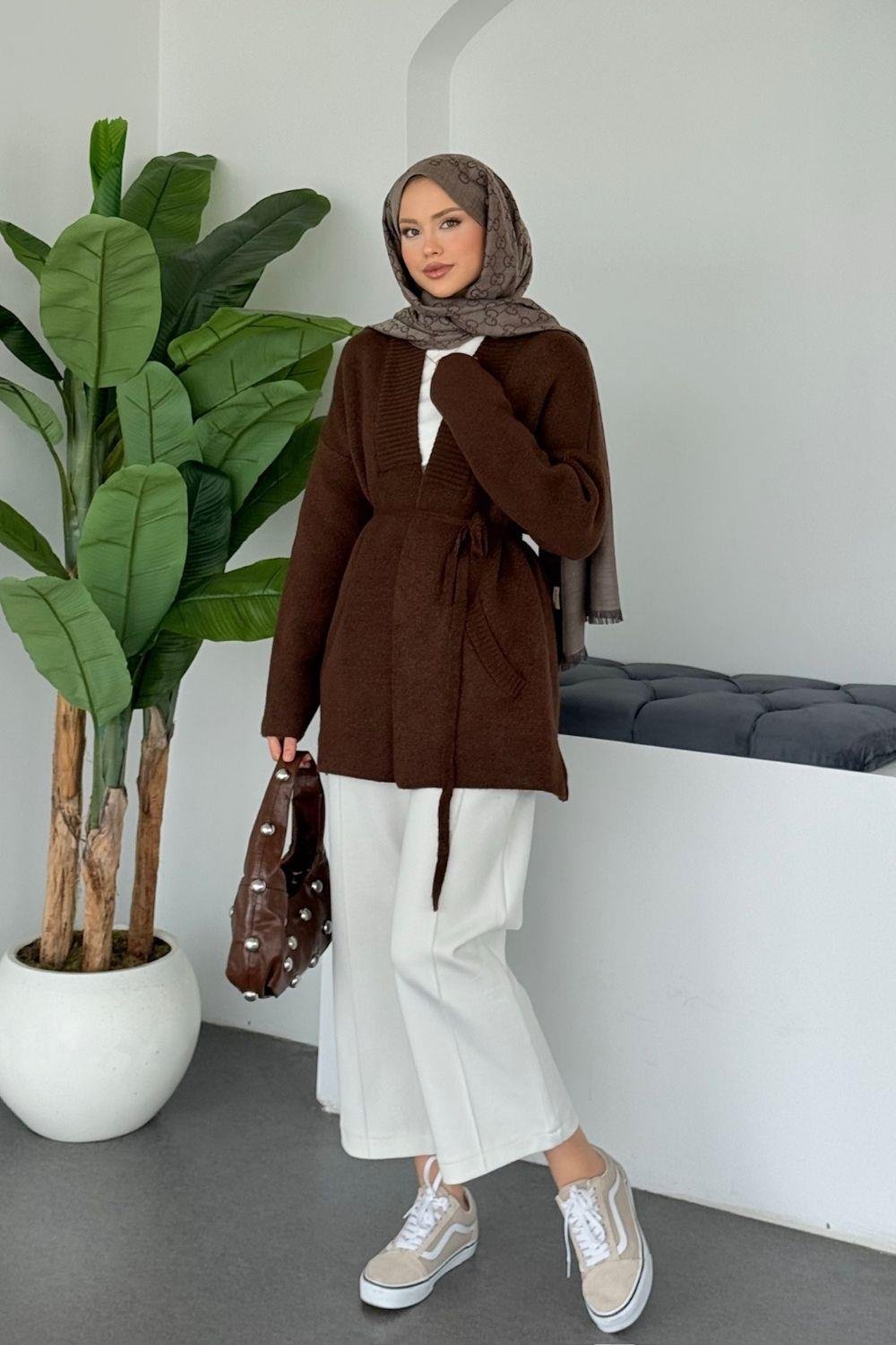 Bahar Yumoş Kolej Hırka Kahverengi 25510 