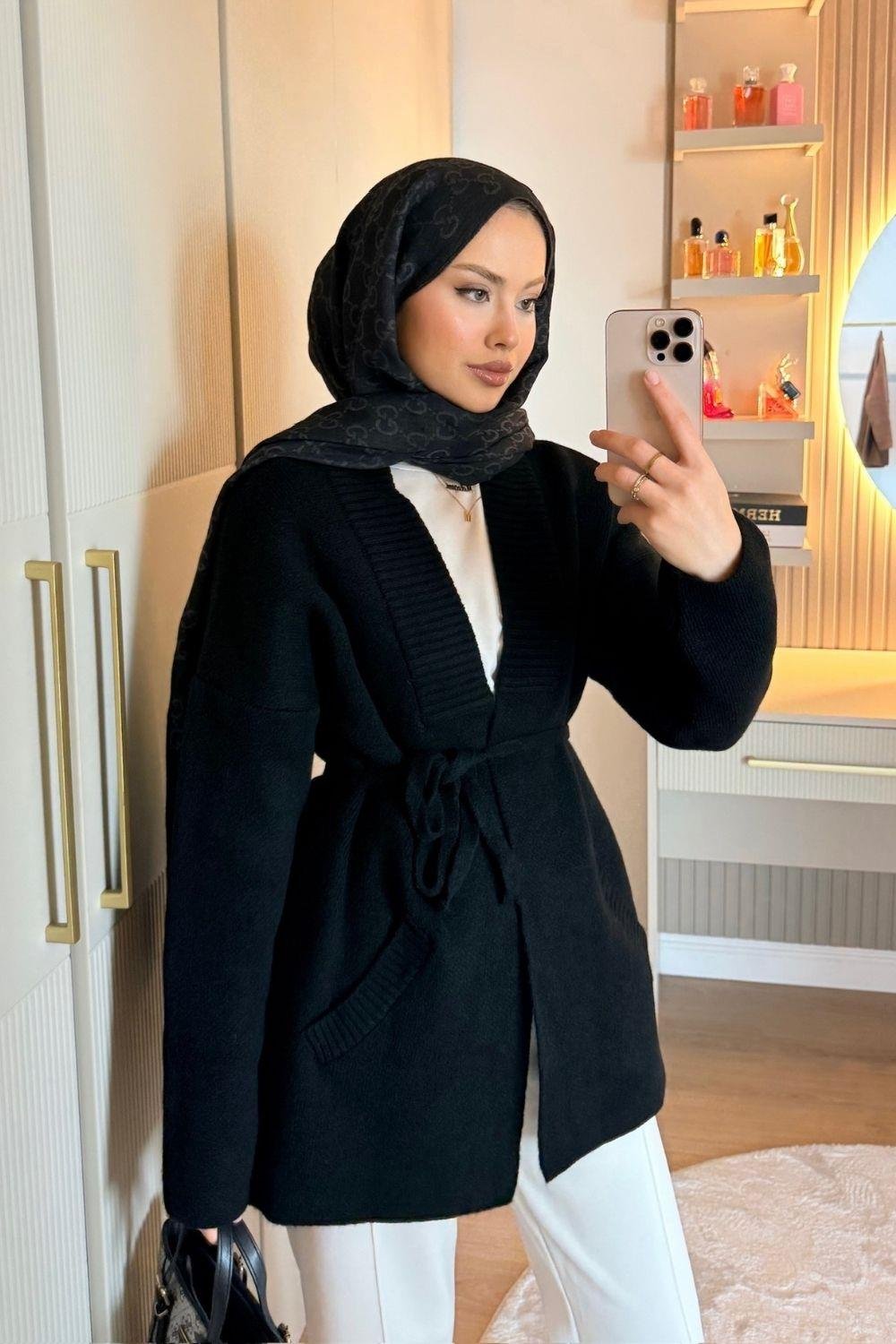 Bahar Yumoş Kolej Hırka Siyah 25510 