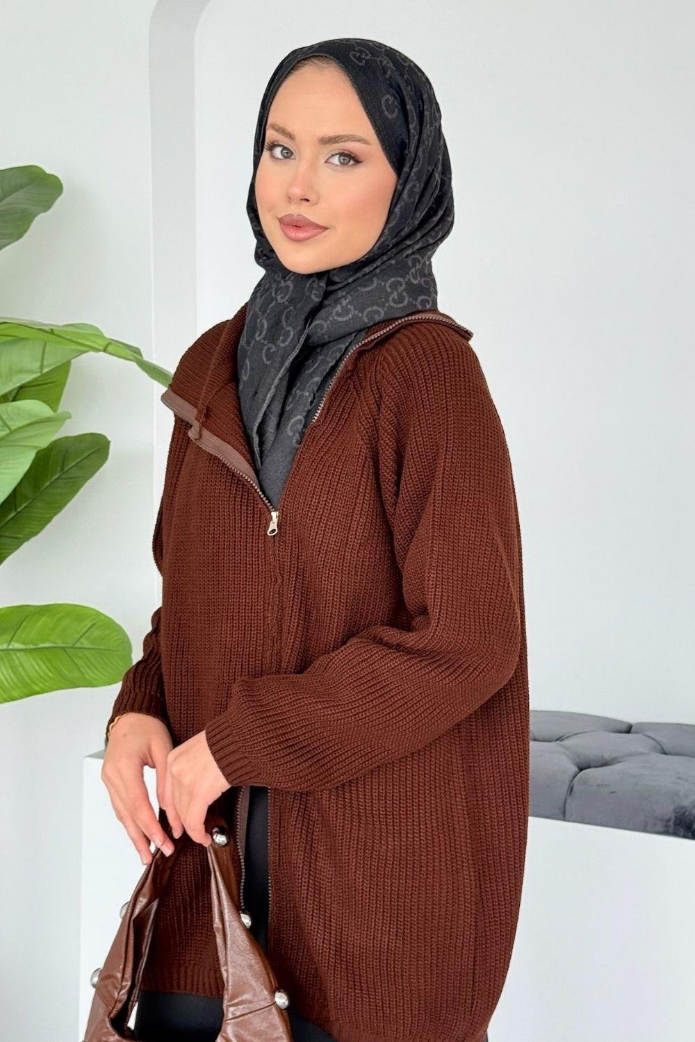 Selanik Yan Fermuarlı Tunik Kahverengi 2580 