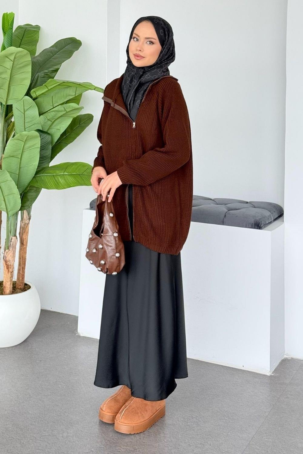 Selanik Yan Fermuarlı Tunik Kahverengi 2580 