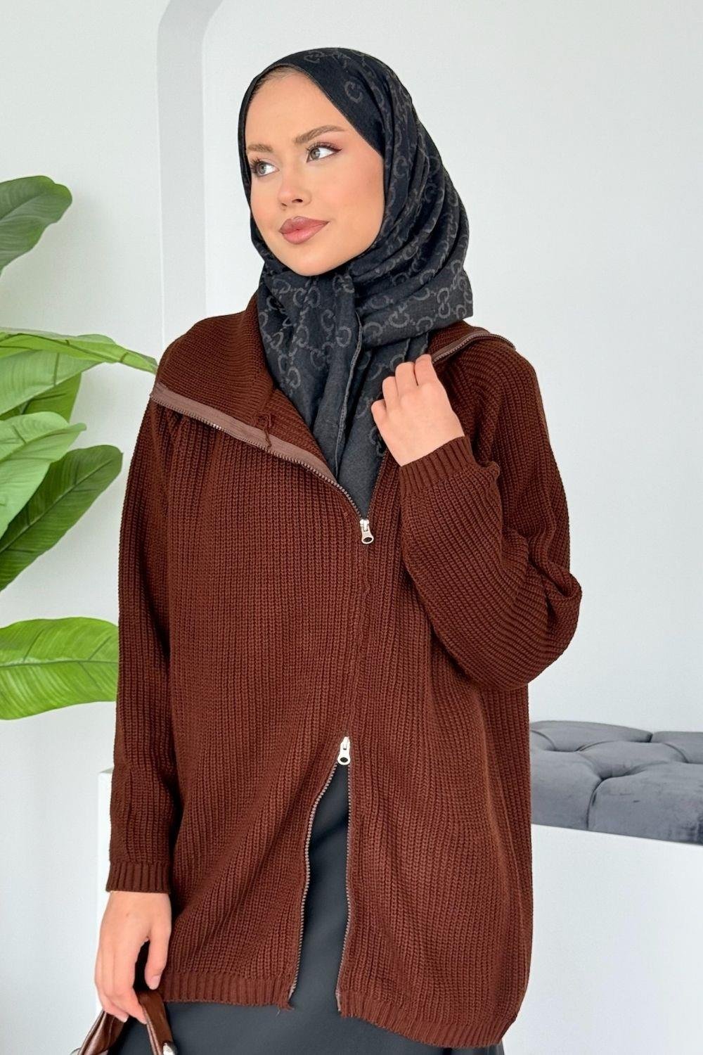 Selanik Yan Fermuarlı Tunik Kahverengi 2580 