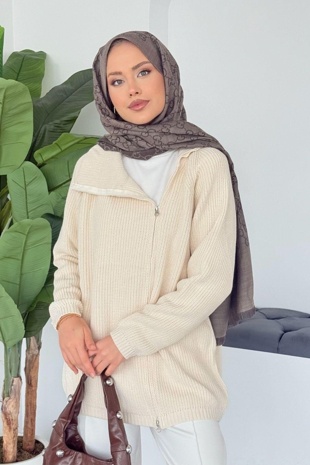 Selanik Yan Fermuarlı Tunik Krem 2580 