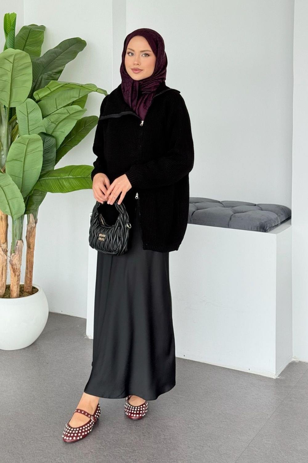 Selanik Yan Fermuarlı Tunik Siyah 2580 