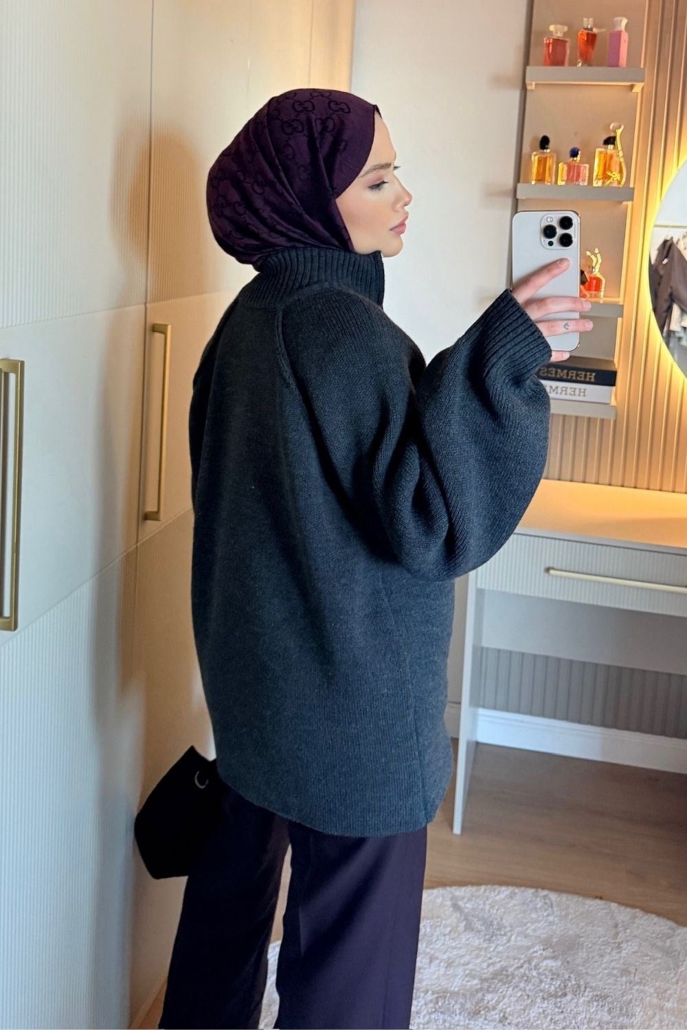 Rosie Fermuarlı Hırka Füme 25800 