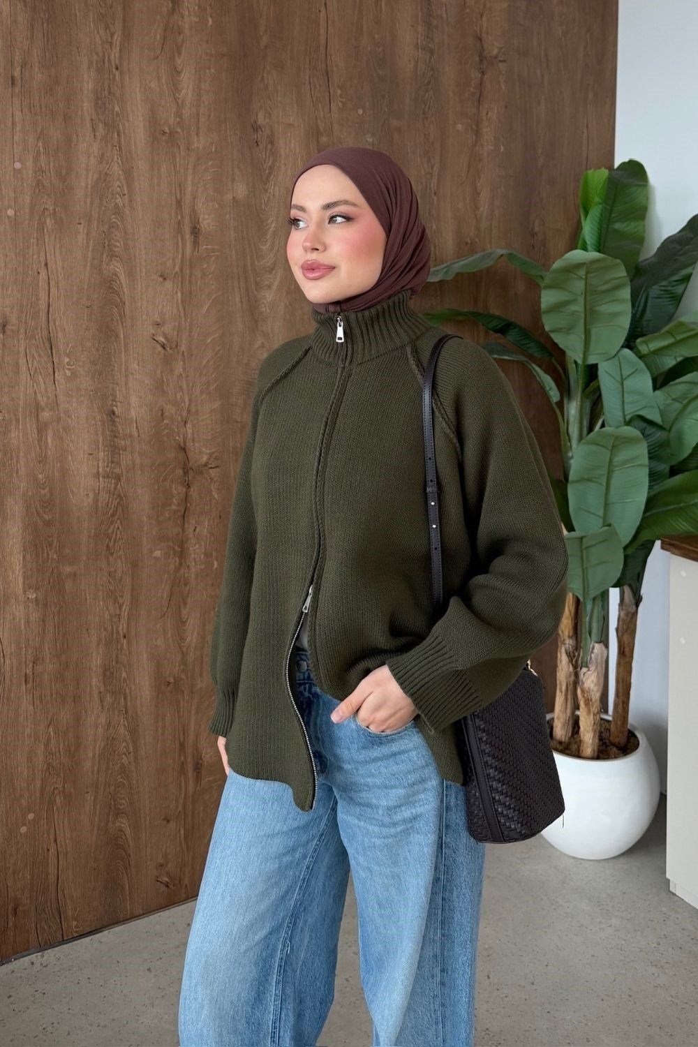 Rosie Fermuarlı Hırka Haki 25800 