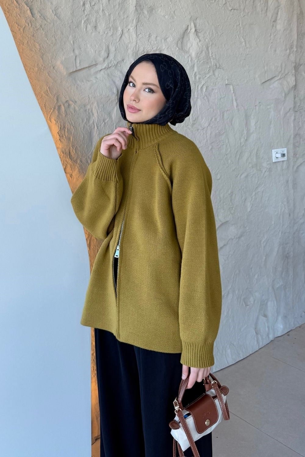 Rosie Fermuarlı Hırka Hardal 25800 