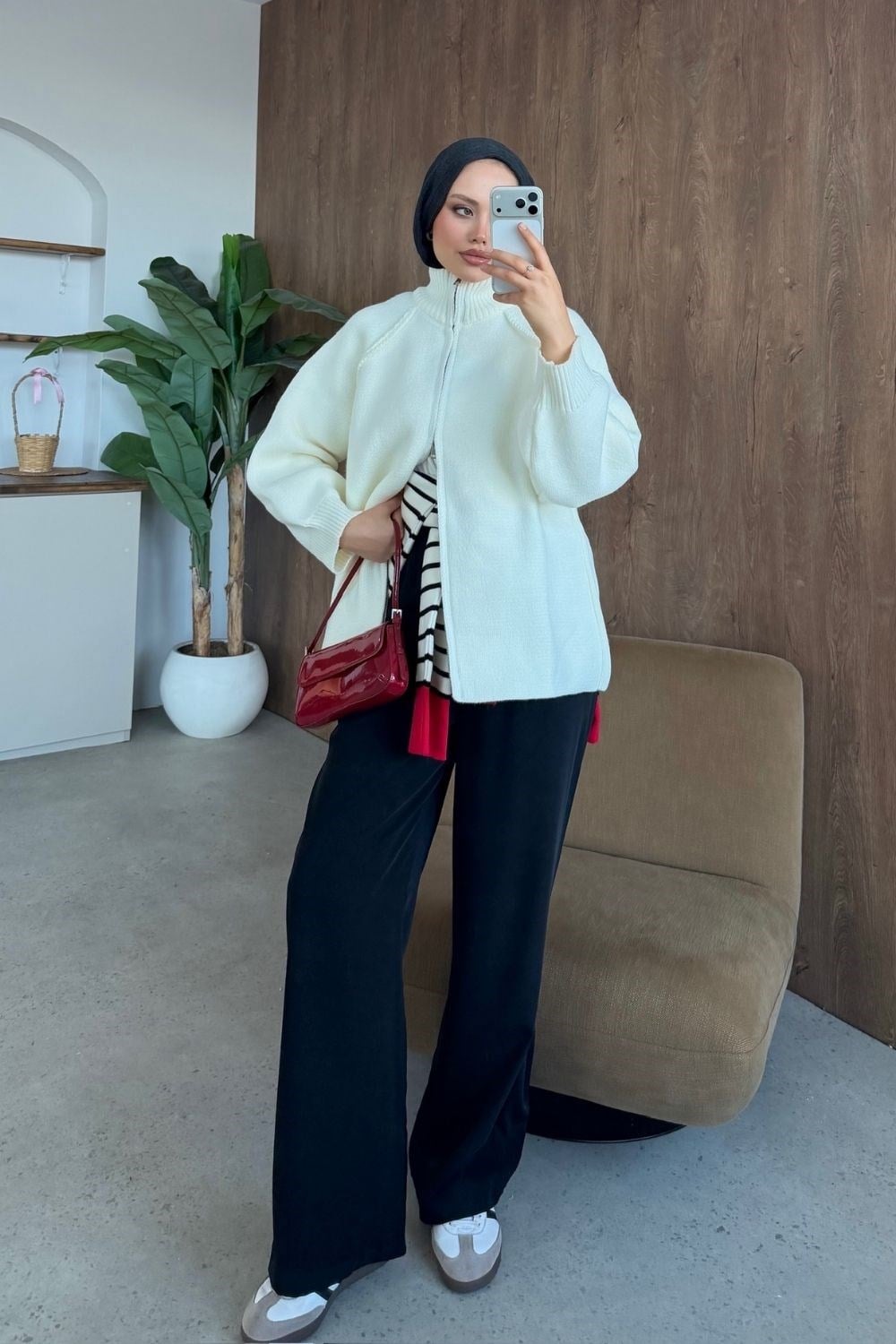 Rosie Fermuarlı Hırka Krem 25800 
