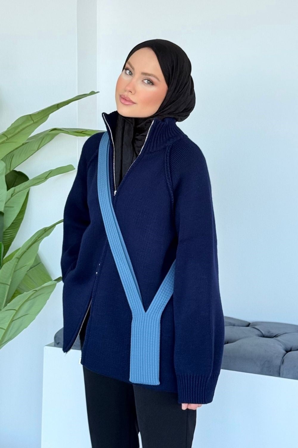 Rosie Fermuarlı Hırka Lacivert 25800 