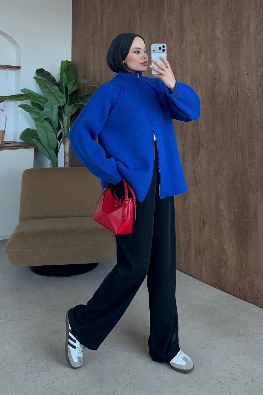 Rosie Fermuarlı Hırka Saks 25800 