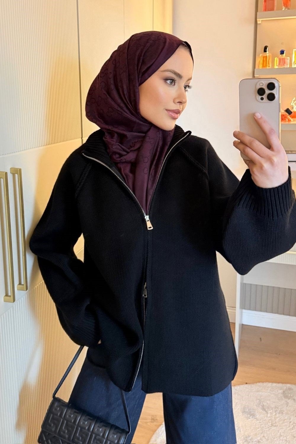 Rosie Fermuarlı Hırka Siyah 25800 