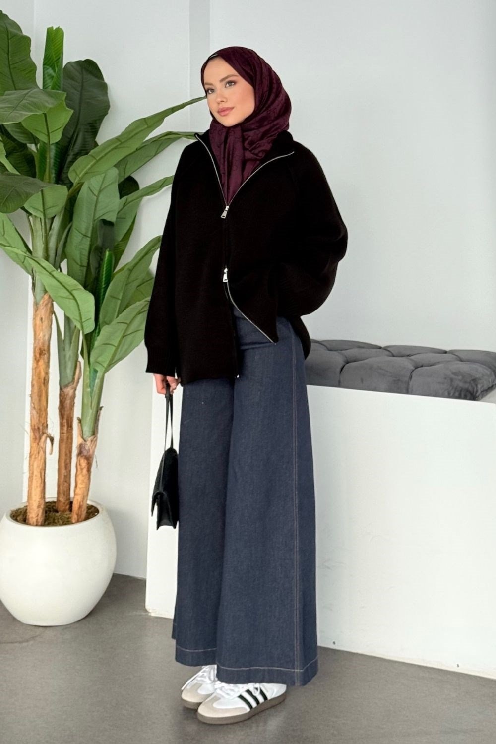 Rosie Fermuarlı Hırka Siyah 25800 