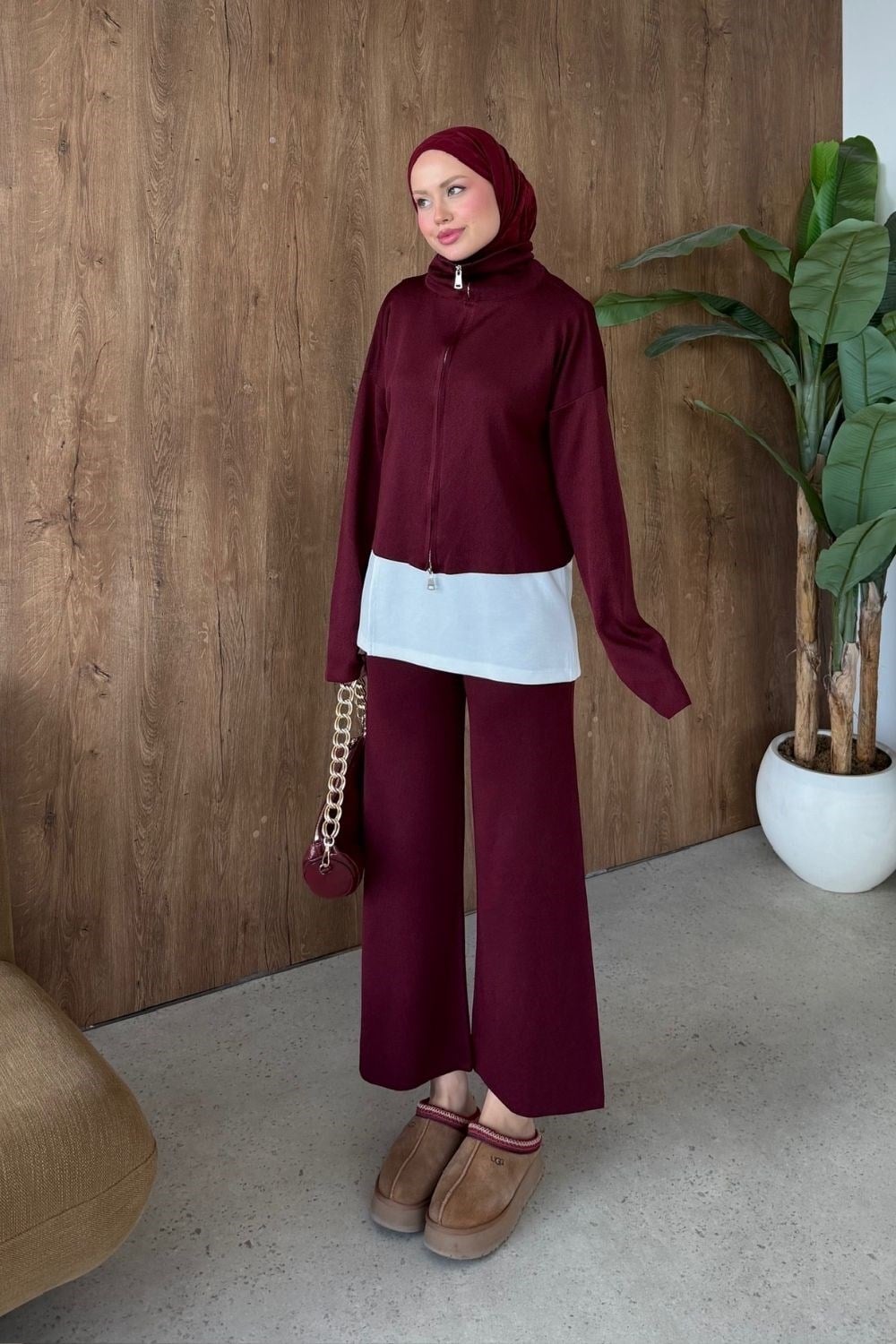 Taç Üçlü Merserize Takım Bordo 25910 