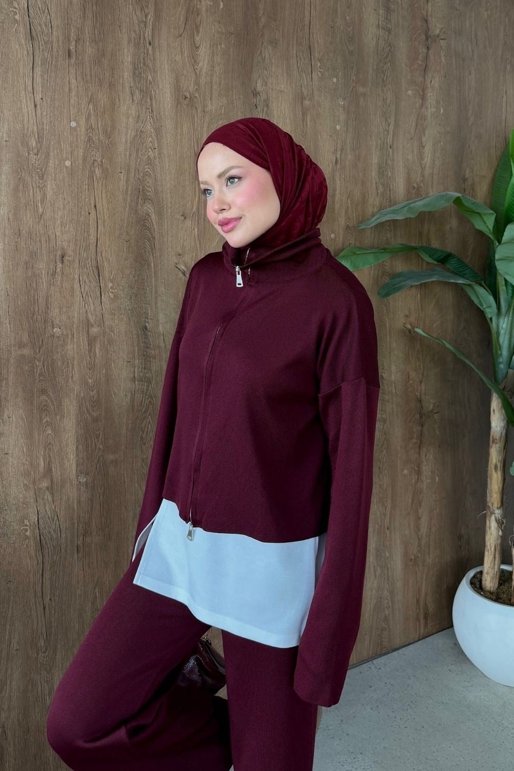 Taç Üçlü Merserize Takım Bordo 25910 
