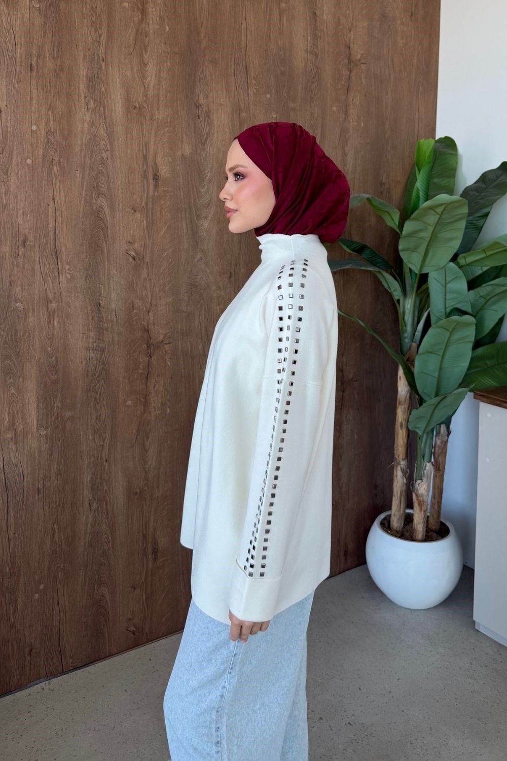 Ekim Taşlı Tunik Krem 26150 