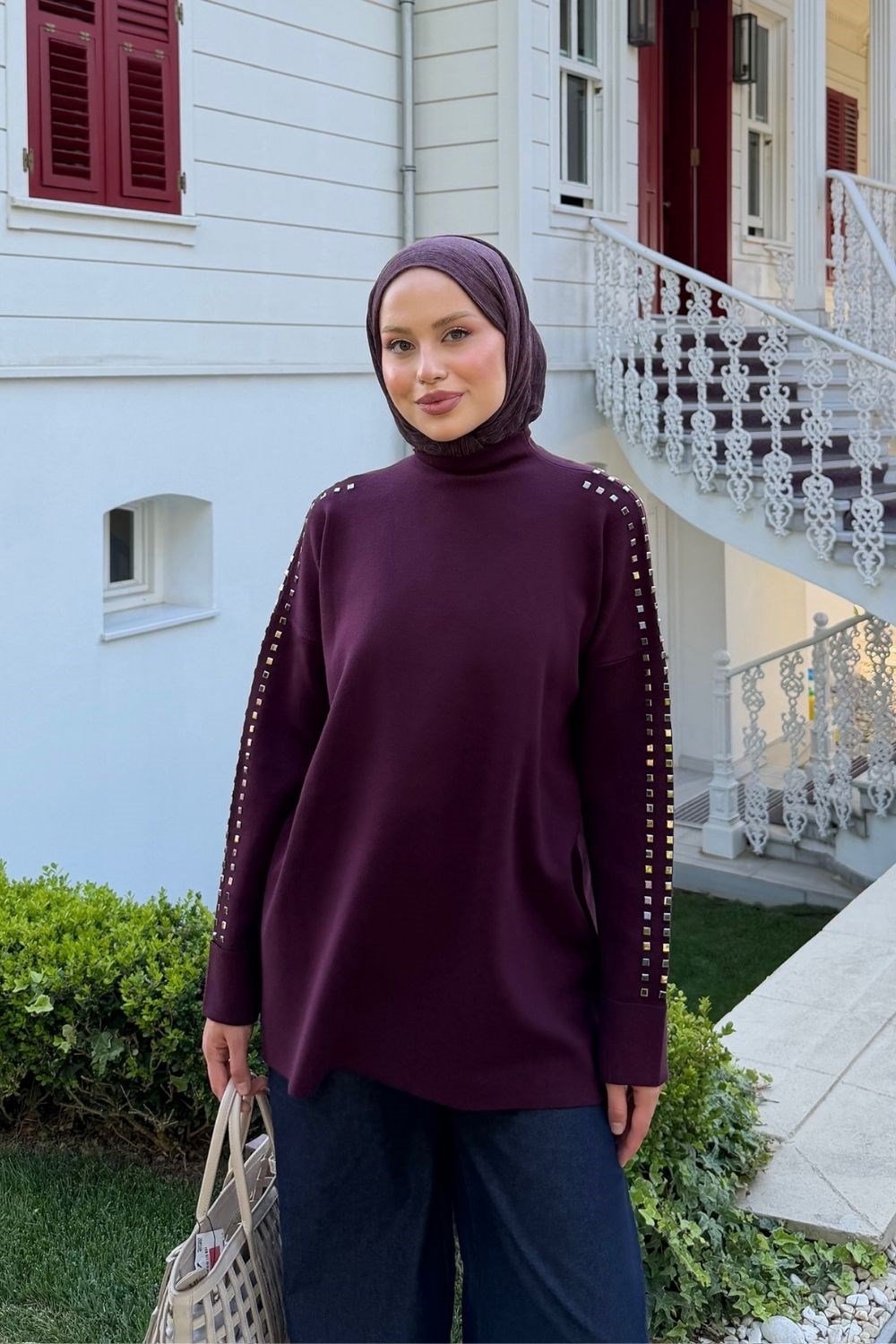 Ekim Taşlı Tunik Mor 26150 