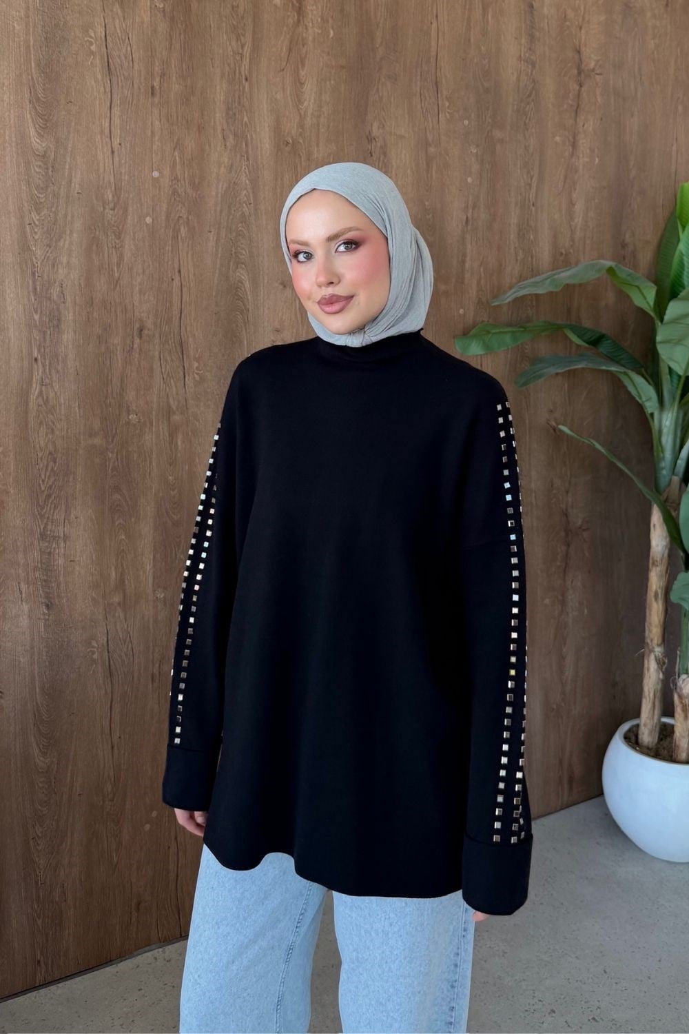 Ekim Taşlı Tunik Siyah 26150 