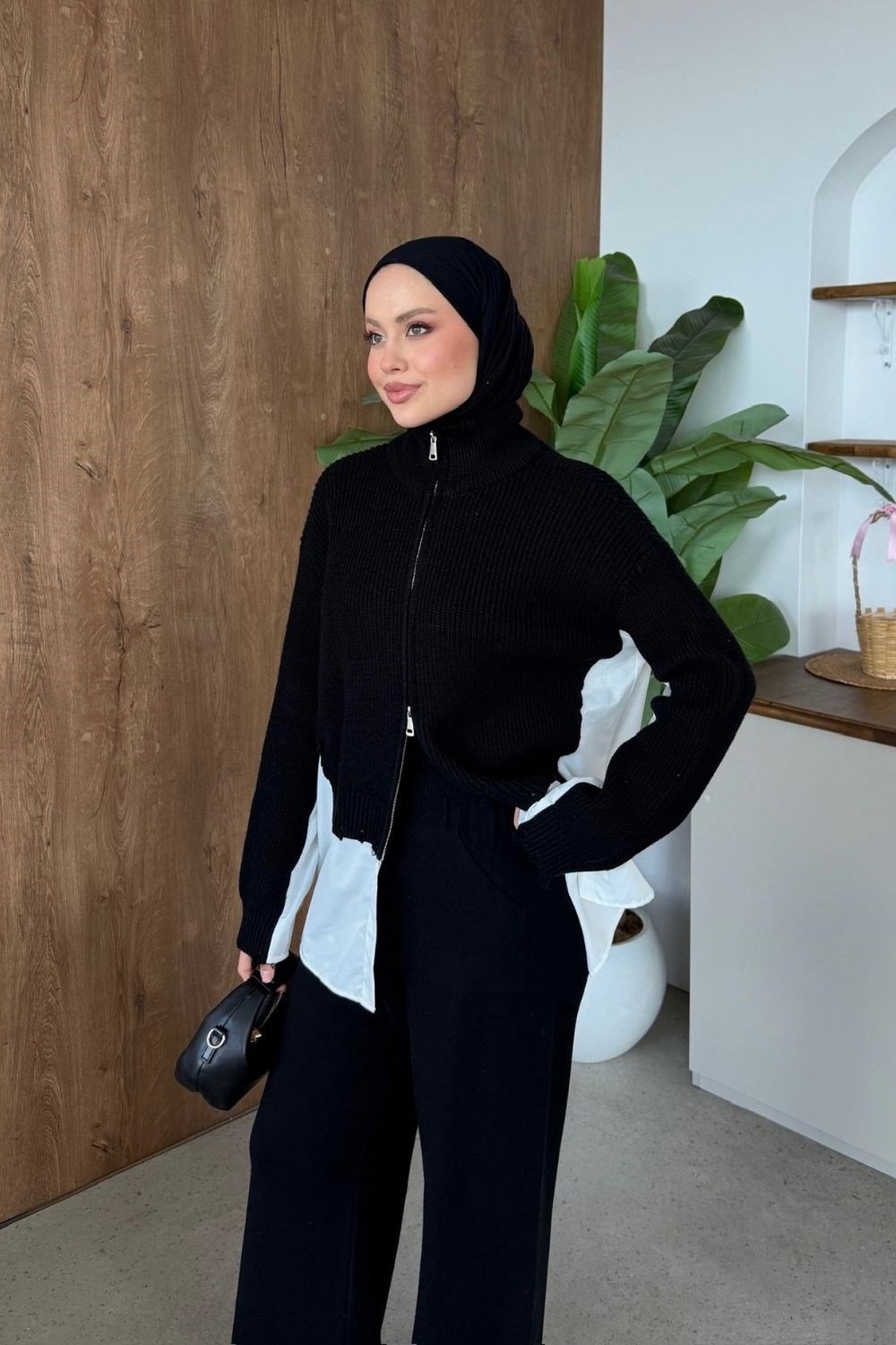 Frida Gömlek Detay Lüks Takım Siyah 26170 