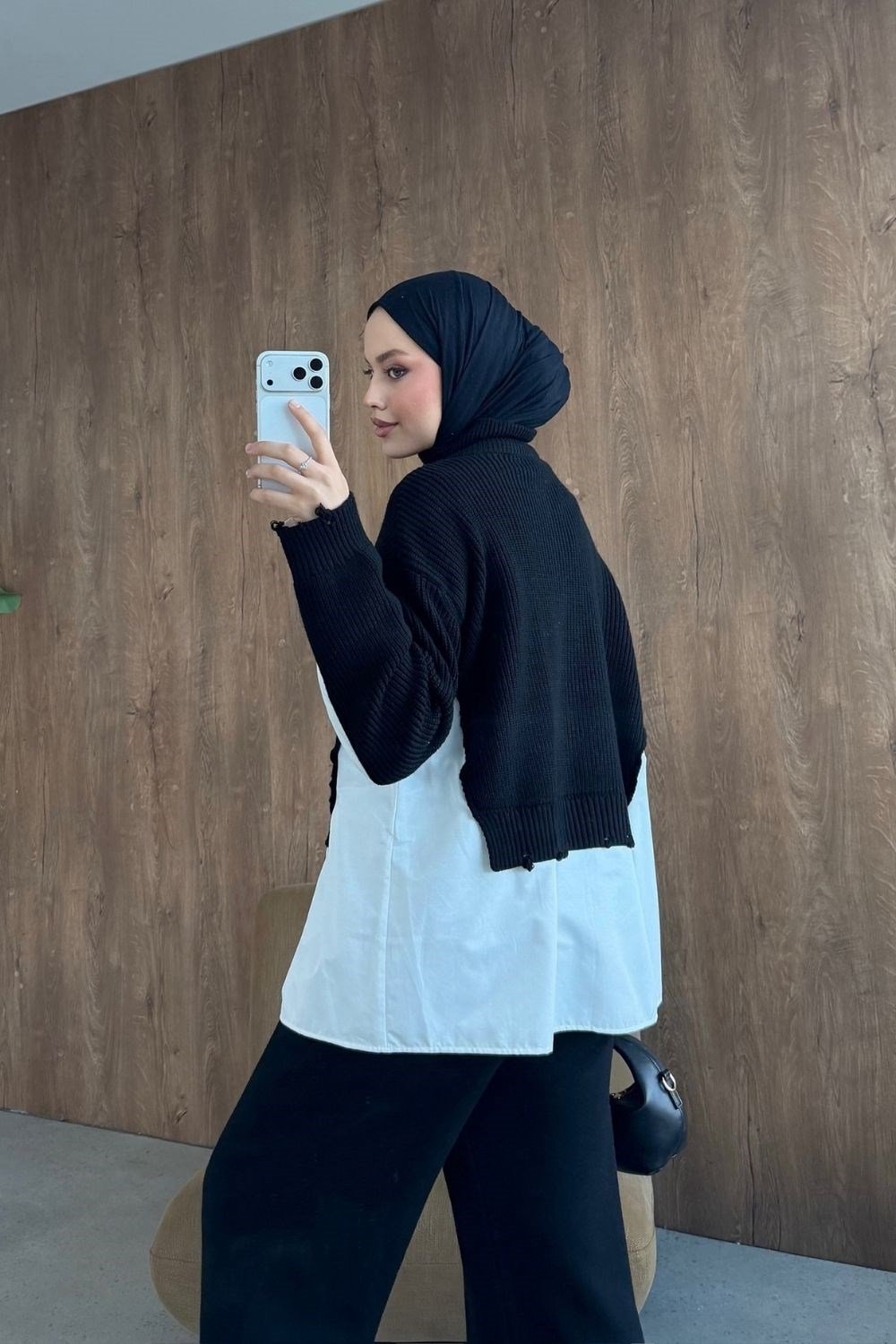 Frida Gömlek Detay Lüks Takım Siyah 26170 