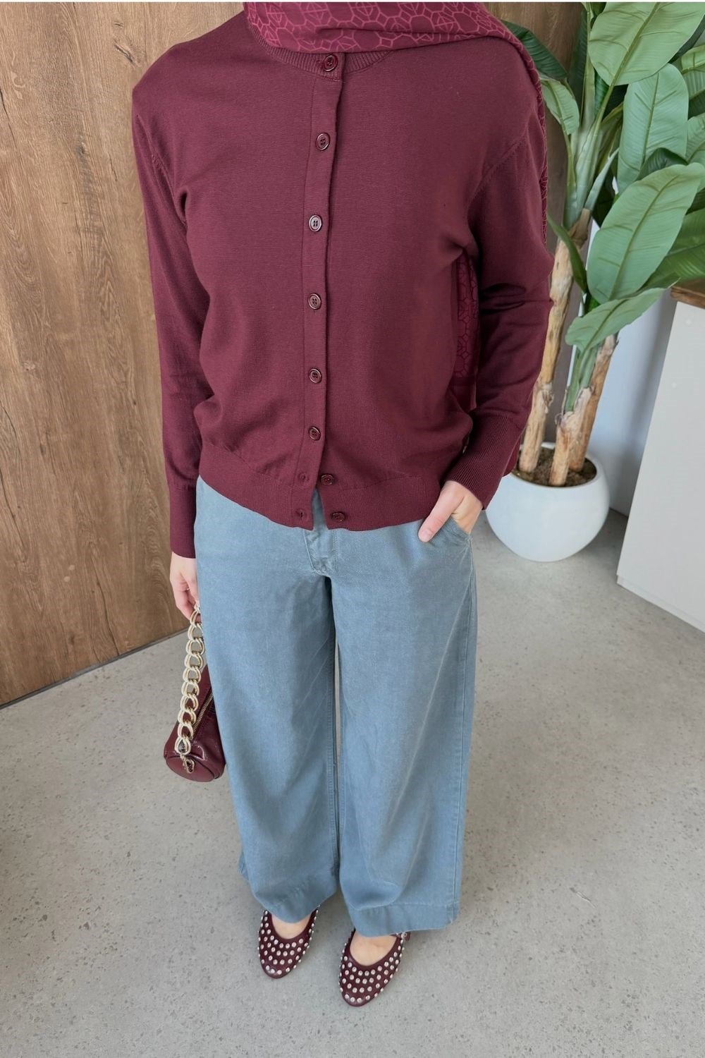 Elegant Corsman Spor Hırka Bordo 26192 