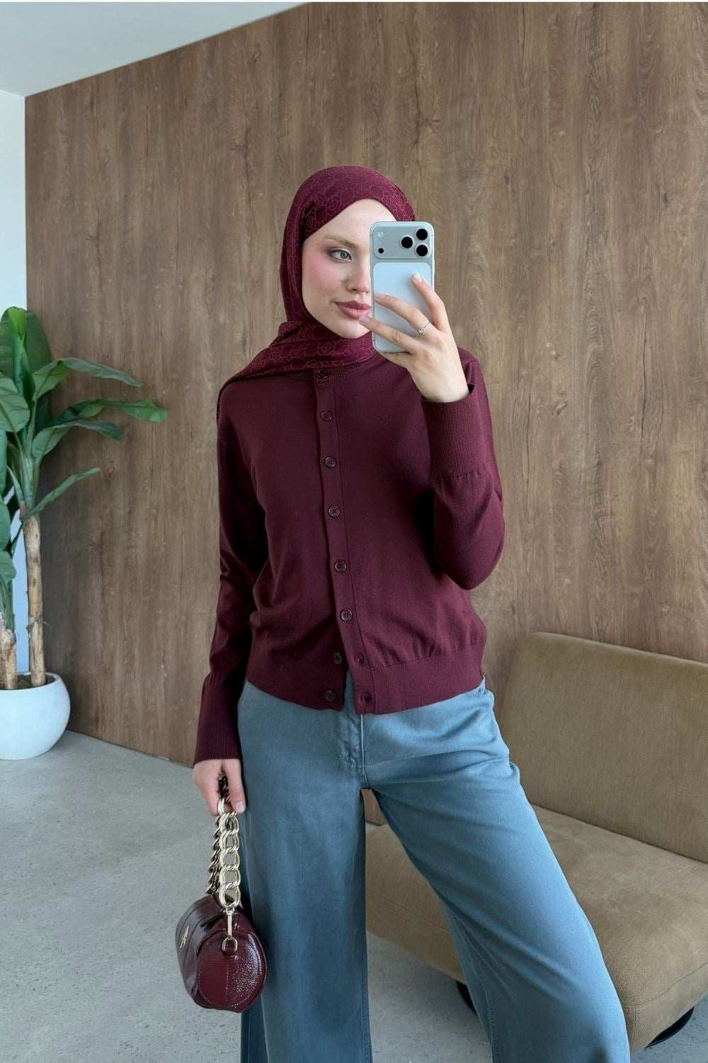 Elegant Corsman Spor Hırka Bordo 26192 