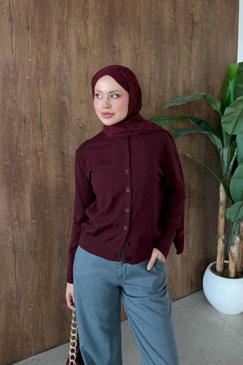 Elegant Corsman Spor Hırka Bordo 26192 
