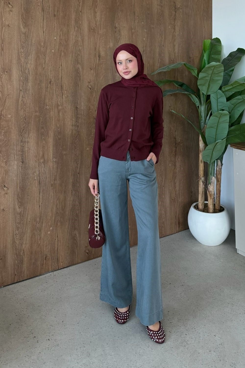 Elegant Corsman Spor Hırka Bordo 26192 