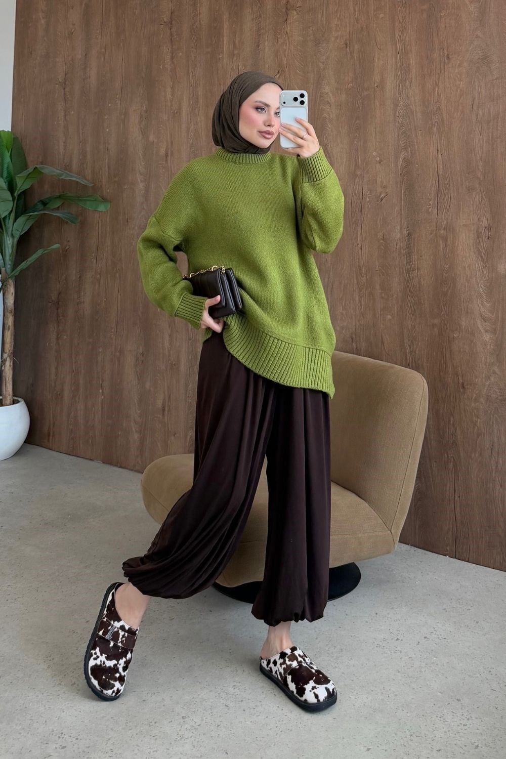 Elya Yumoş Tunik Yağ Yeşili 26194 