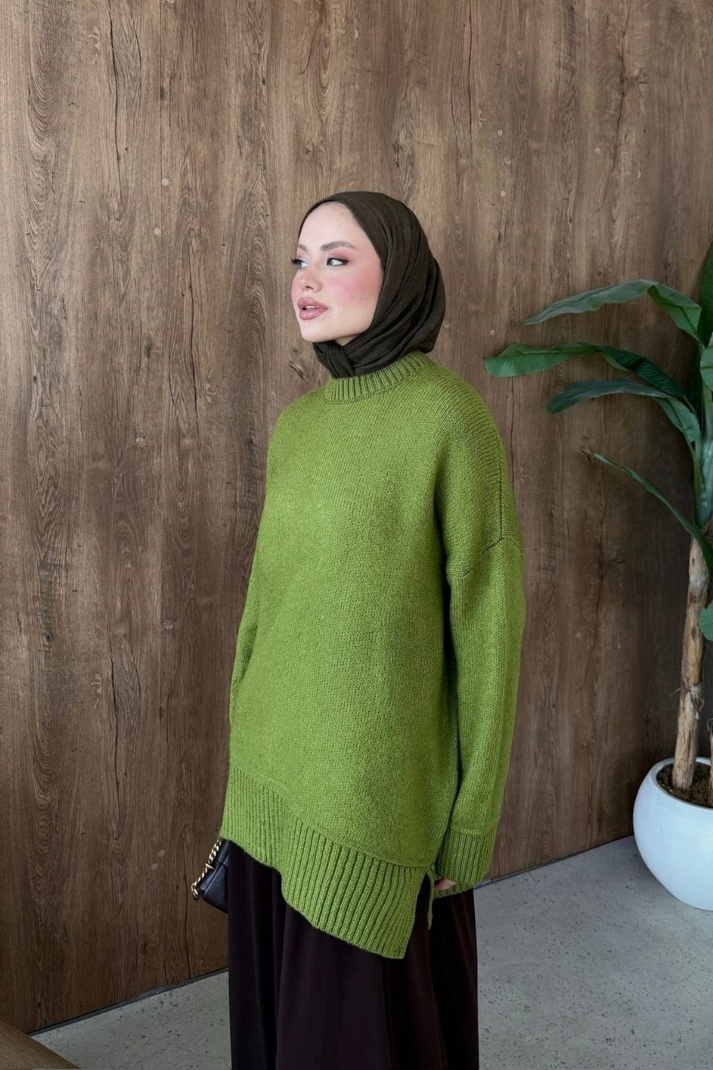 Elya Yumoş Tunik Yağ Yeşili 26194 