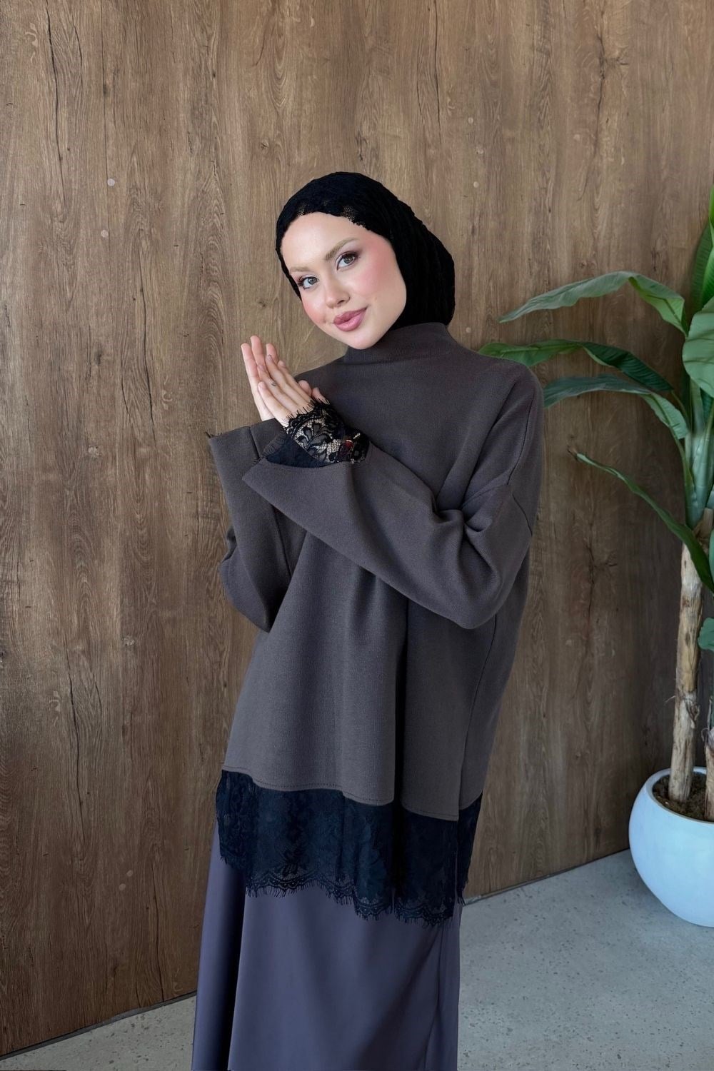 Asil Dantel Dty Tunik Kahverengi 26200 