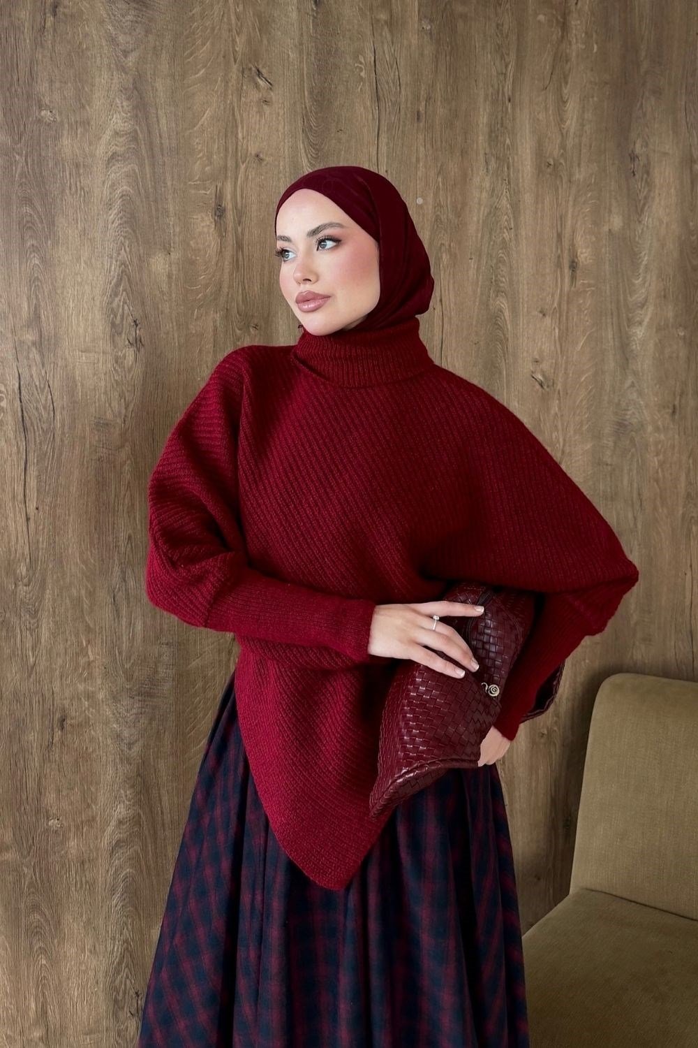 Yumoş Geometri Kemer Dty Kazak Kırmızı 26204 