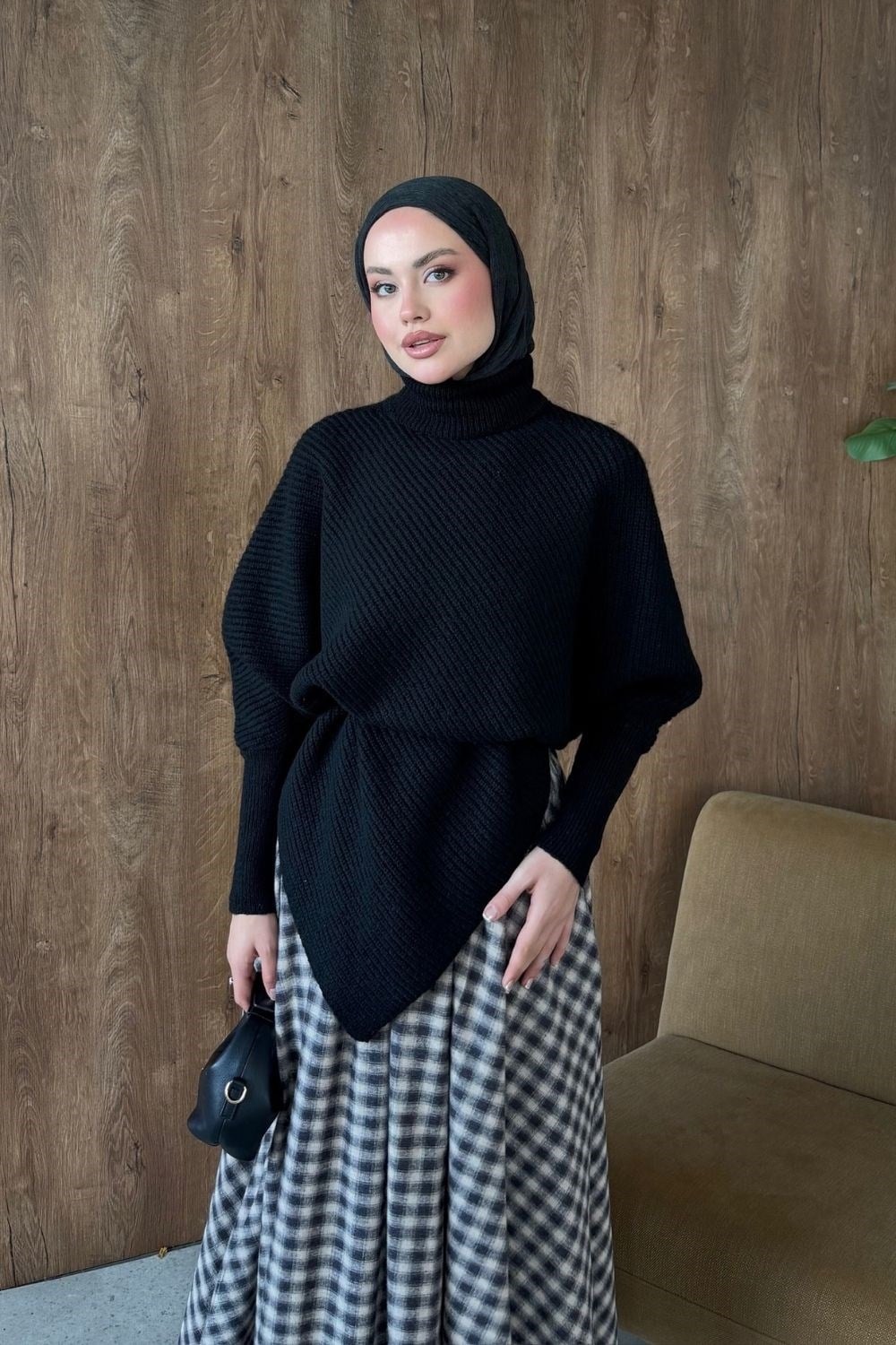 Yumoş Geometri Kemer Dty Kazak Siyah 26204 