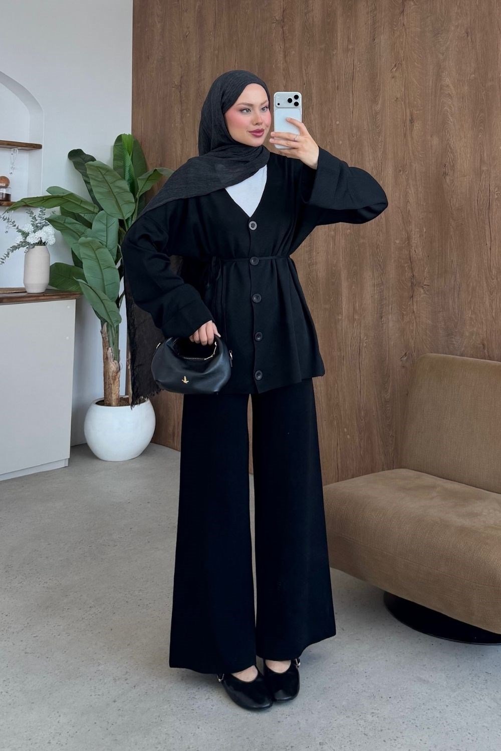 Büyük Düğmeli Takım Siyah 26206 