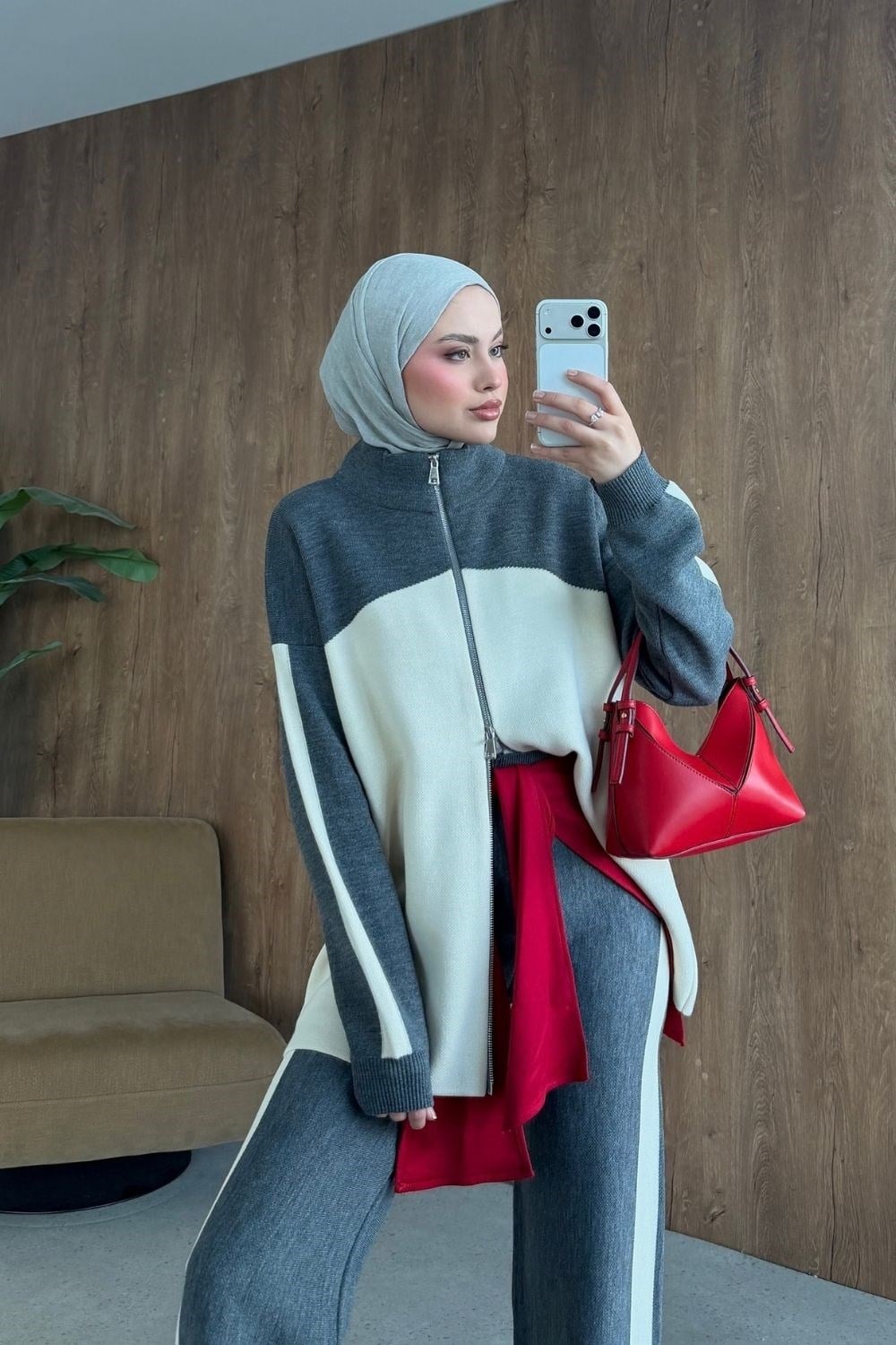 Bero Garnili Fermuarlı Takım Füme 26264 