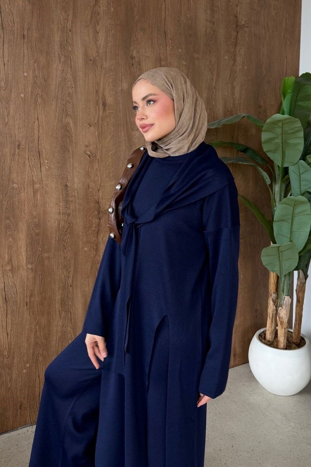 Lafeza Atkı Detay Merserize Takım Lacivert 26268 