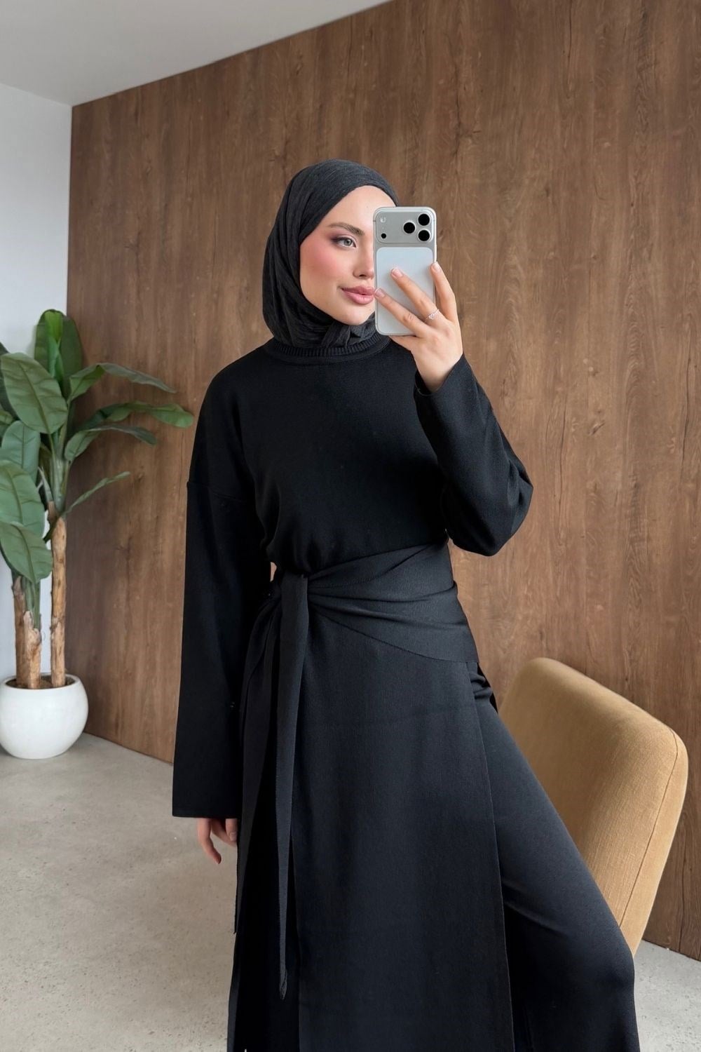 Lafeza Atkı Detay Merserize Takım Siyah 26268 