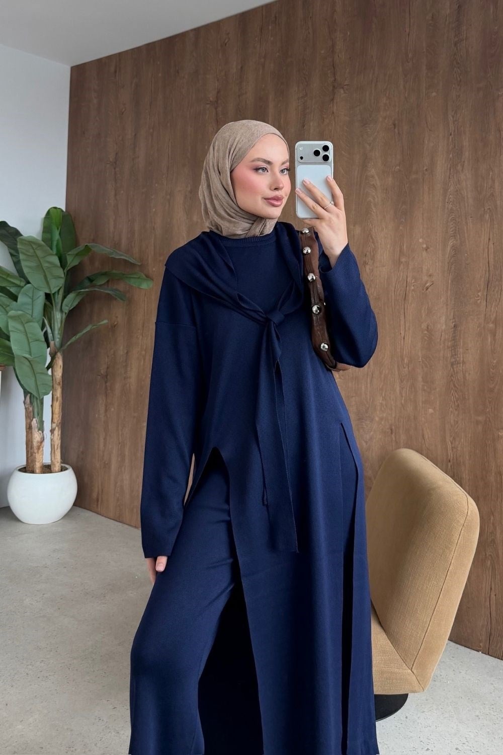 Lafeza Atkı Detay Merserize Takım Lacivert 26268 