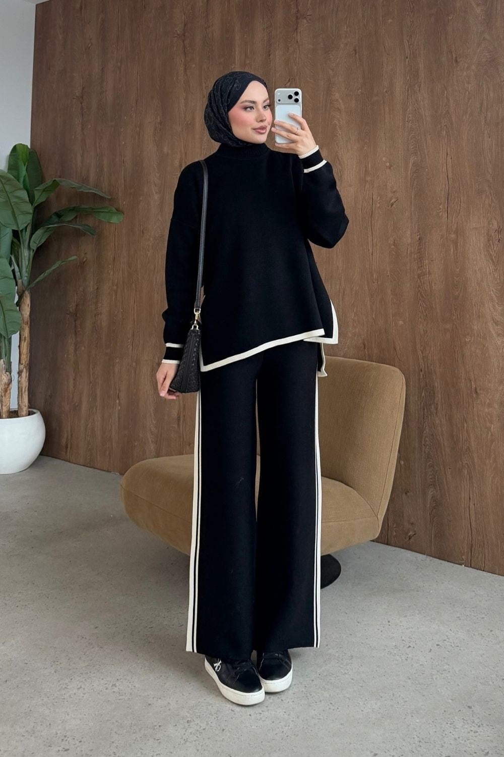 Nora Şerit Detay Pike Takım Siyah 26276 