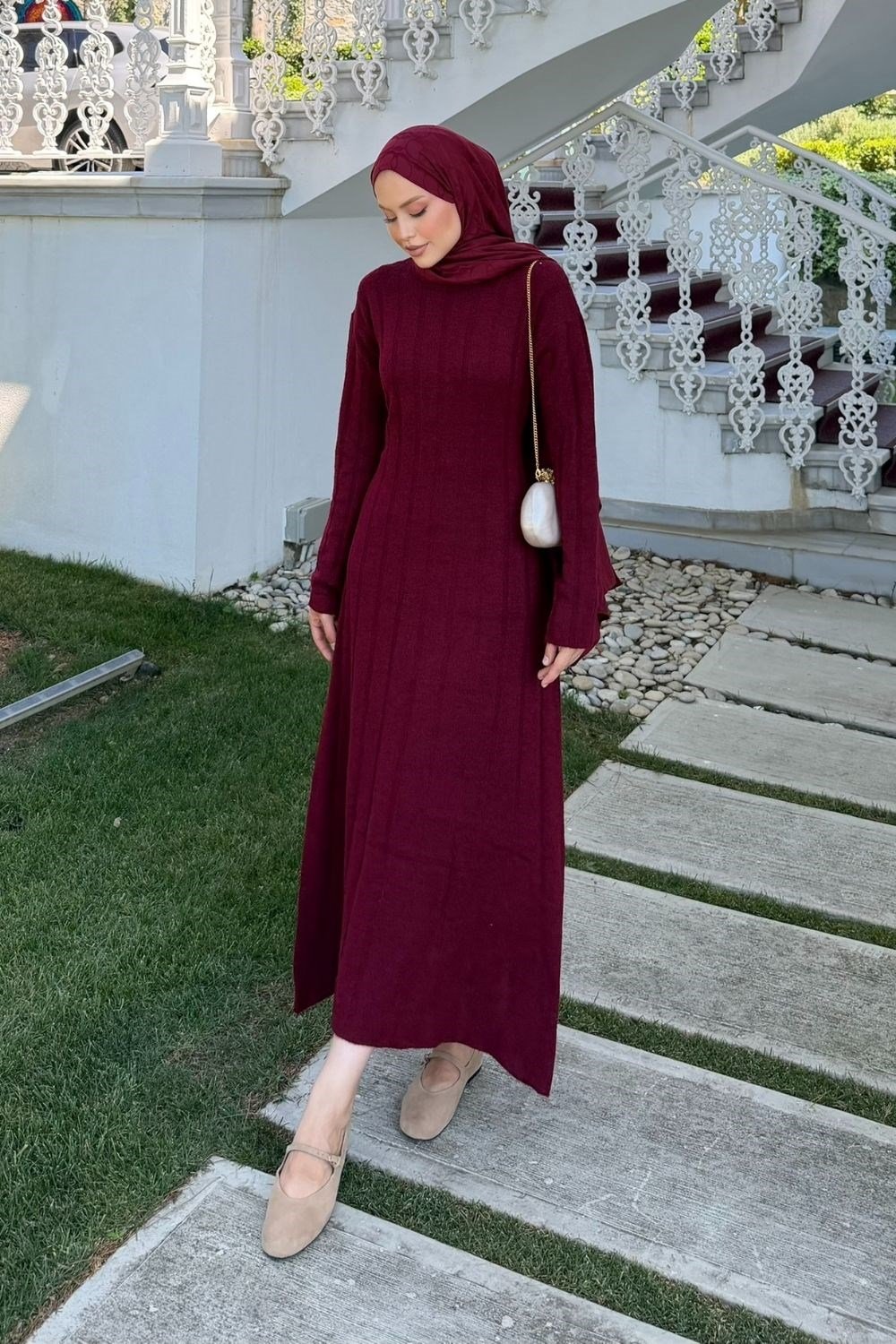 Panter Fitilli Elbise Bordo 2630 